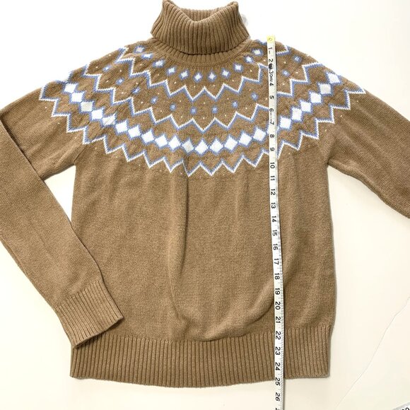 J.Crew Sweater Women Brown Long Sleeves Size L Turtle Neck Diamond Bead Accents - Picture 9 of 12